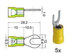 Klemm-Gabelkabelschuh Isoliert Ø 6mm 151.414-0